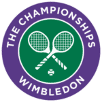 The Hercules Pillars tennis court with Wimbledon logo in the background.