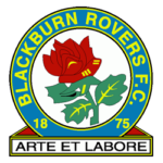 Blackburn Rovers FC emblem featuring a red rose and green leaves.