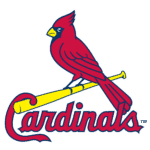 Cardinals logo featuring a cardinal bird perched on a baseball bat.
