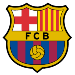 FC Barcelona logo with red cross, yellow stripes, and football emblem.
